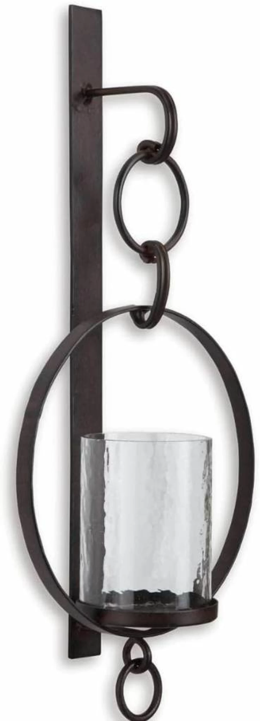 Signature Design by Ashley Despina Traditional Brown Hammered Metal and Glass Hurricane Wall Sconce Lighting