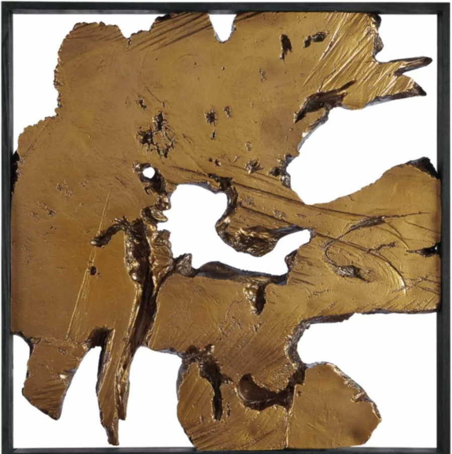 Signature Design by Ashley Fabiana Modern Black & Gold 3D Wood and Metal Wall Art Sculpture