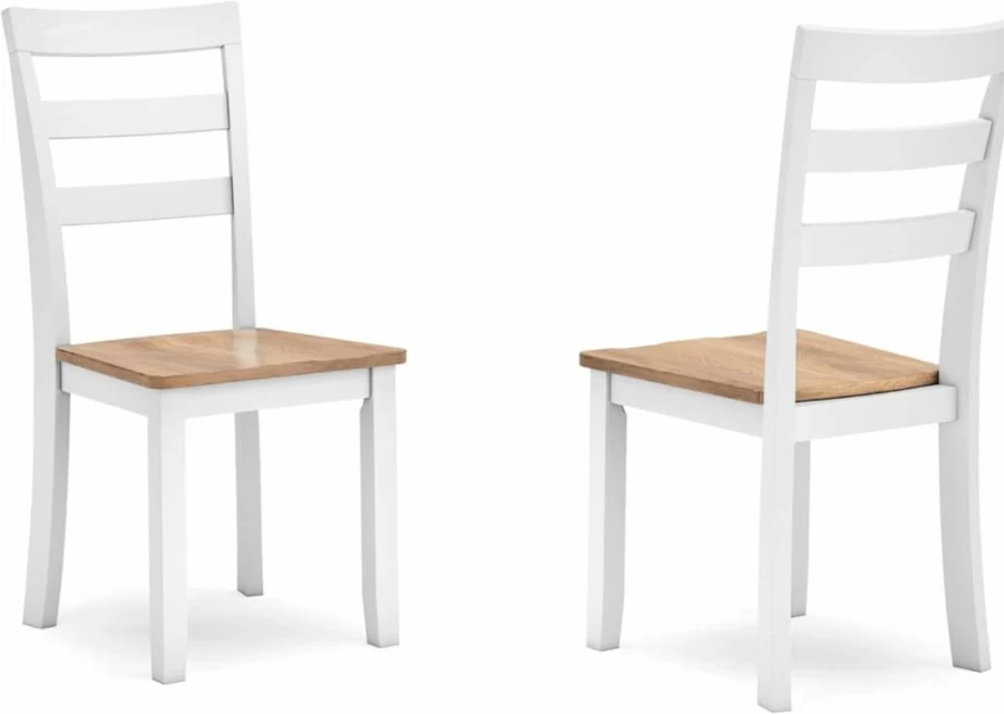 Signature Design by Ashley Woodanville Dining Chairs - Set of 2 Cream & Brown Upholstered Side Chairs for Kitchen & Dining Room