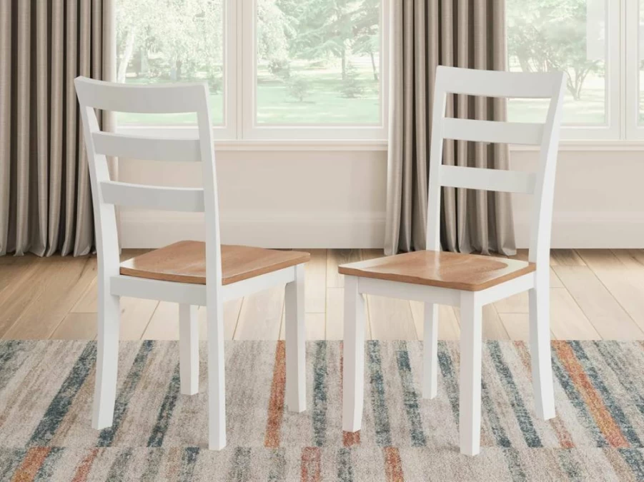 Signature Design by Ashley Woodanville Dining Chairs - Set of 2 Cream & Brown Upholstered Side Chairs for Kitchen & Dining Room
