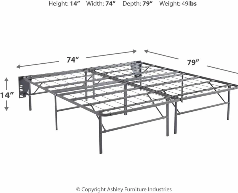 Signature Design by Ashley 14 Inch King Mattress Foundation - RTA Support Bed Base, No Box Spring Needed