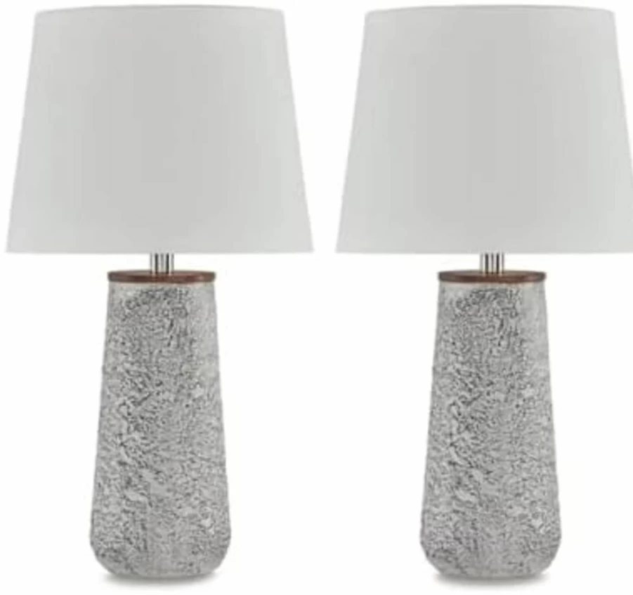 Signature Design by Ashley Chaston Modern Antique White Table Lamp Set - 2-Piece Lighting Collection
