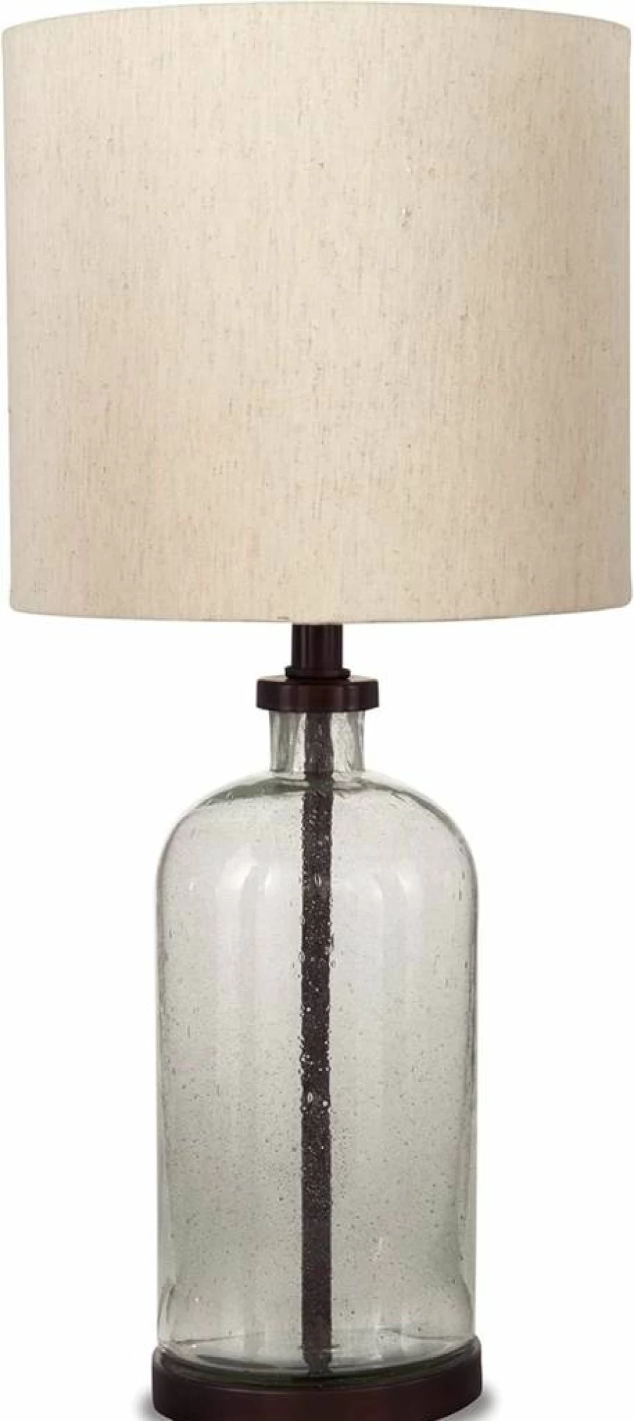 Signature Design by Ashley Bandile 22.5" Modern Farmhouse Table Lamp with Seeded Glass Shade in Bronze Finish