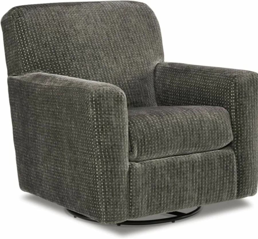 Signature Design by Ashley Herstow Swivel Glider Accent Chair with Polka Dot Upholstery in White & Beige, Comfortable Casual Living Room Seating