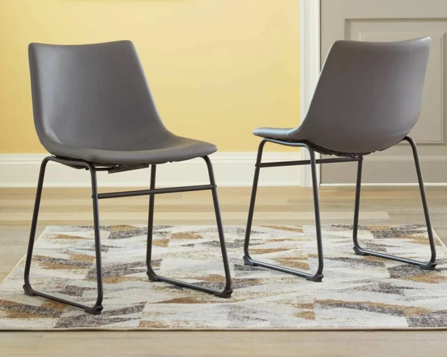 Signature Design by Ashley Centiar Mid-Century Modern Round Dining Table with Metal Legs in Gray & Black Finish