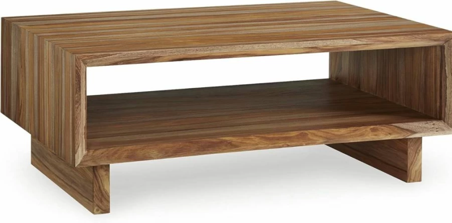 Signature Design by Ashley Dressonni Light Brown Rustic Coffee Table with Open Lower Shelf
