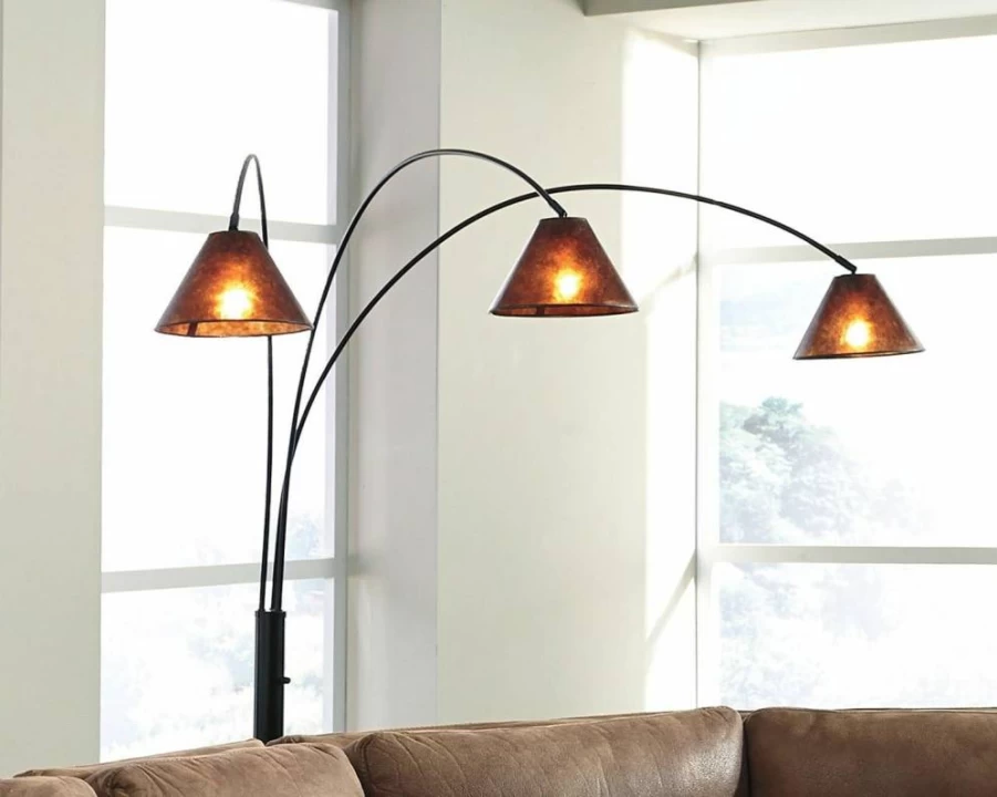 Signature Design by Ashley Sheriel Black Industrial Arc Floor Lamp with Adjustable Metal Neck