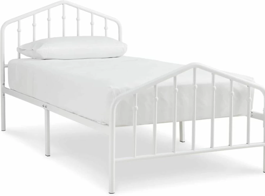 Signature Design by Ashley Trentlore White Metal Twin Bed Frame - Durable & Stylish