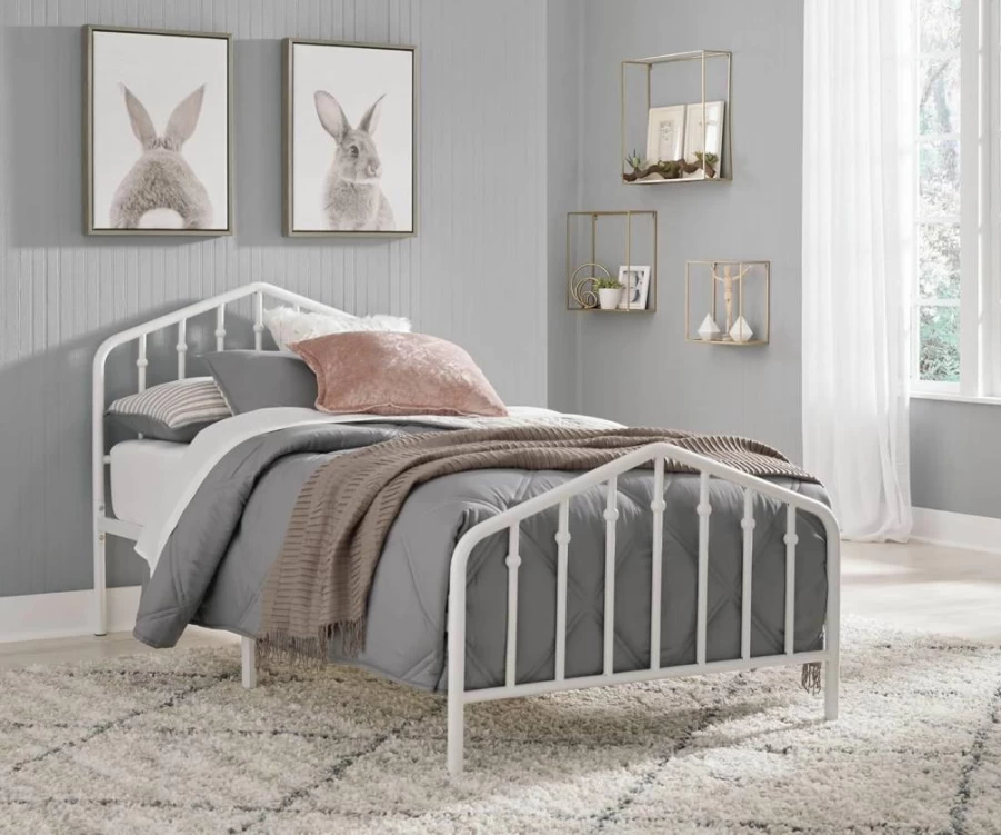 Signature Design by Ashley Trentlore White Metal Twin Bed Frame - Durable & Stylish