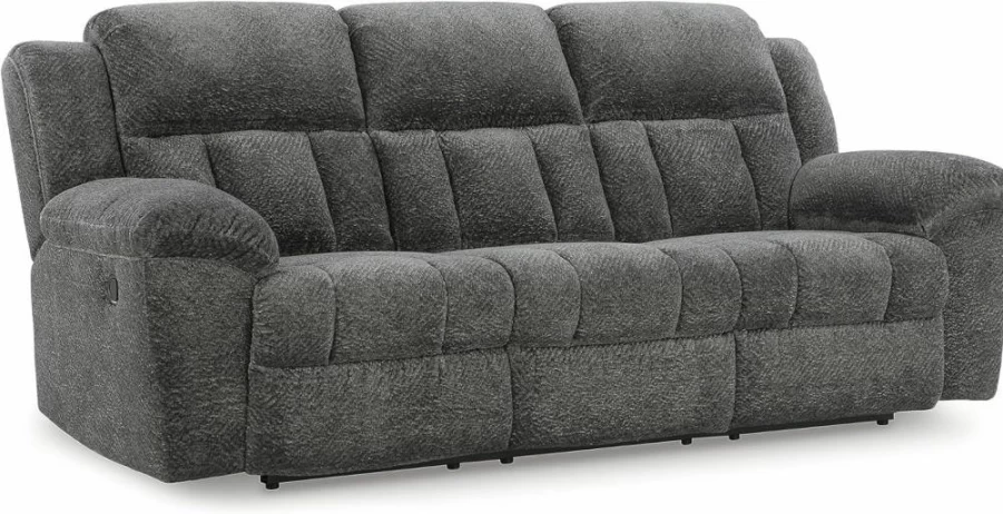 Signature Design by Ashley Frohn Modern Manual Recliner Sofa in Gray - Contemporary Living Room Furniture