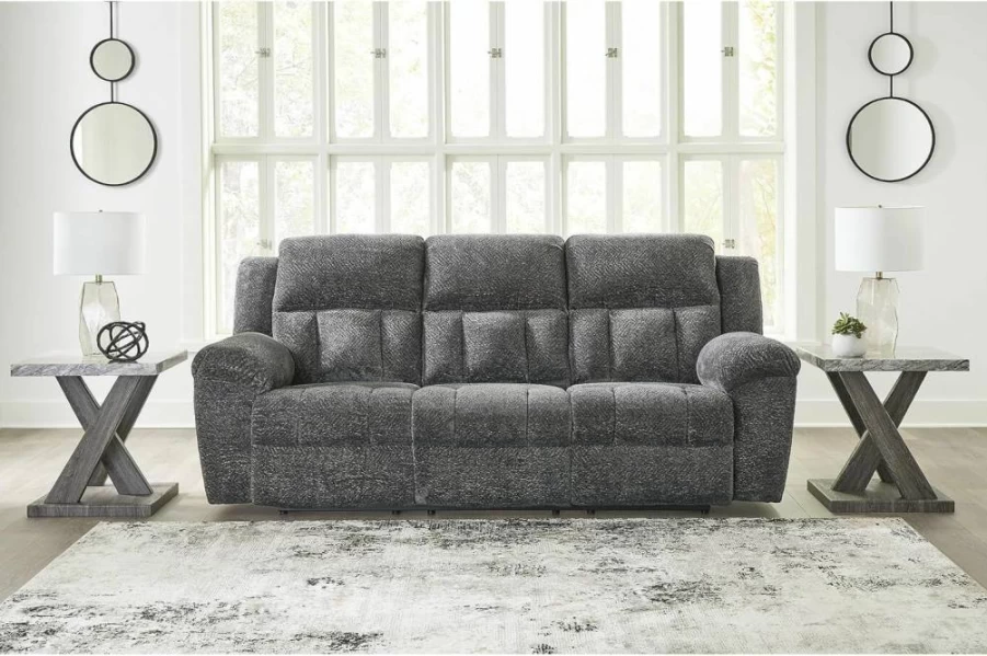 Signature Design by Ashley Frohn Modern Manual Recliner Sofa in Gray - Contemporary Living Room Furniture