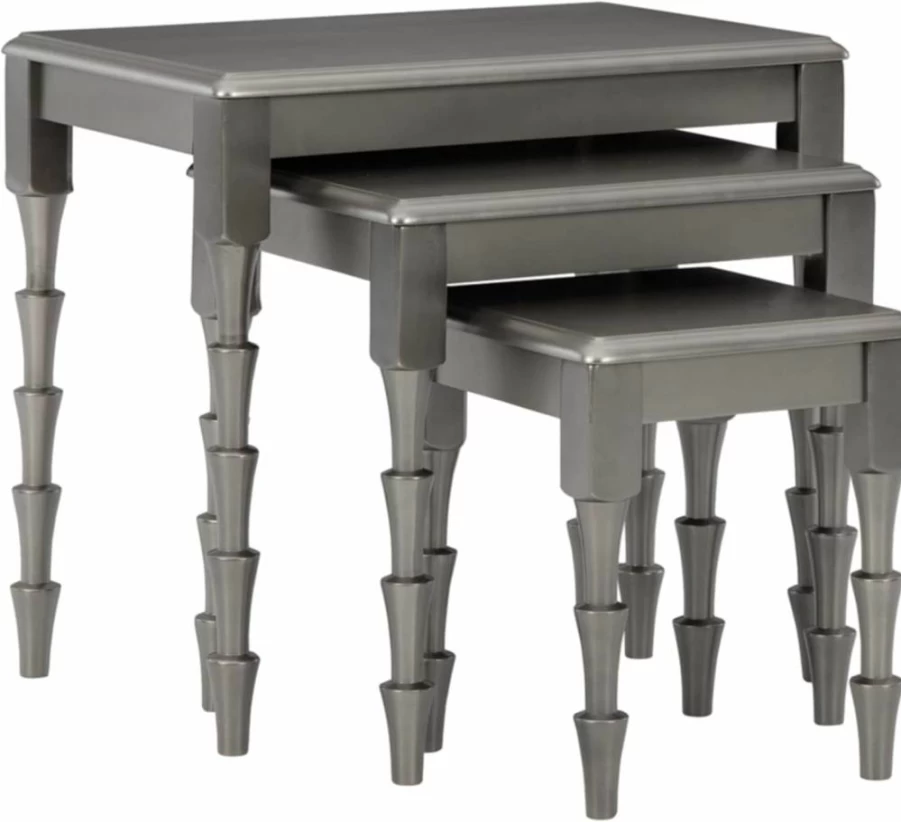 Signature Design by Ashley Larkendale Modern 3-Piece Nesting Tables Set - Space-Saving Gray End Tables for Living Room