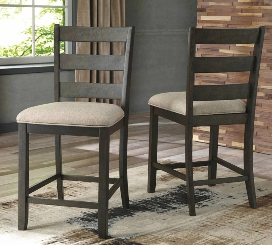 Signature Design by Ashley Skempton 24" Counter Height Barstool Set of 2 - Upholstered Antique White Bar Stools for Kitchen Island & Breakfast Nook