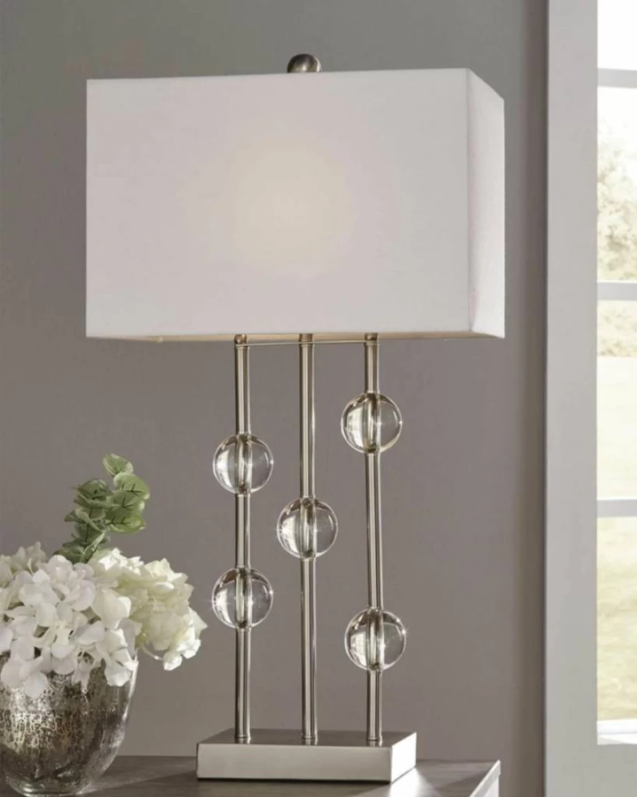Signature Design by Ashley Jaala Modern Glam 31.75" Silver Crystal & Metal Table Lamp for Elegant Home Decor