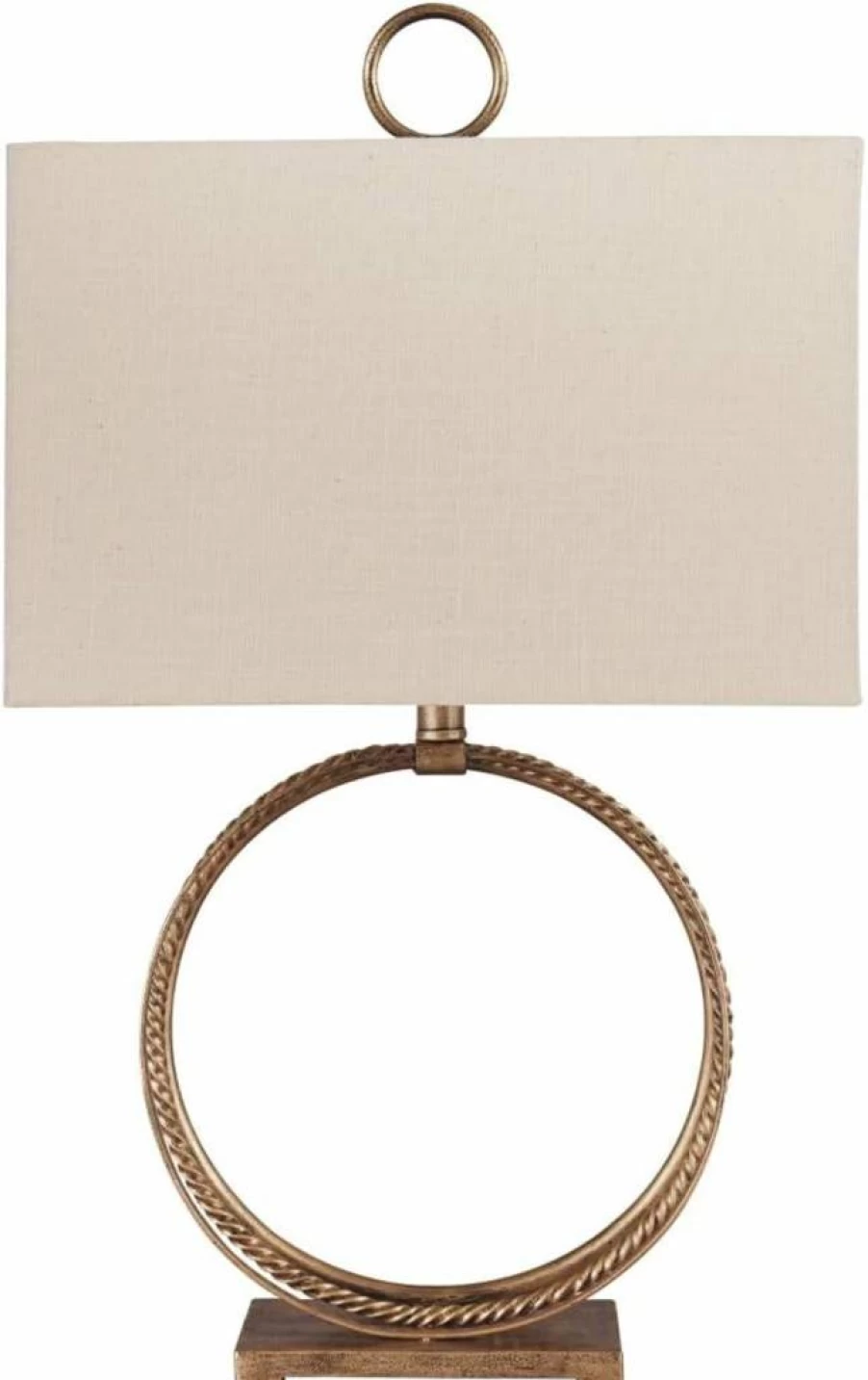 Signature Design by Ashley Mahala 28" Round Braided Metal Table Lamp in Antique Gold - Traditional Style Single Light Fixture