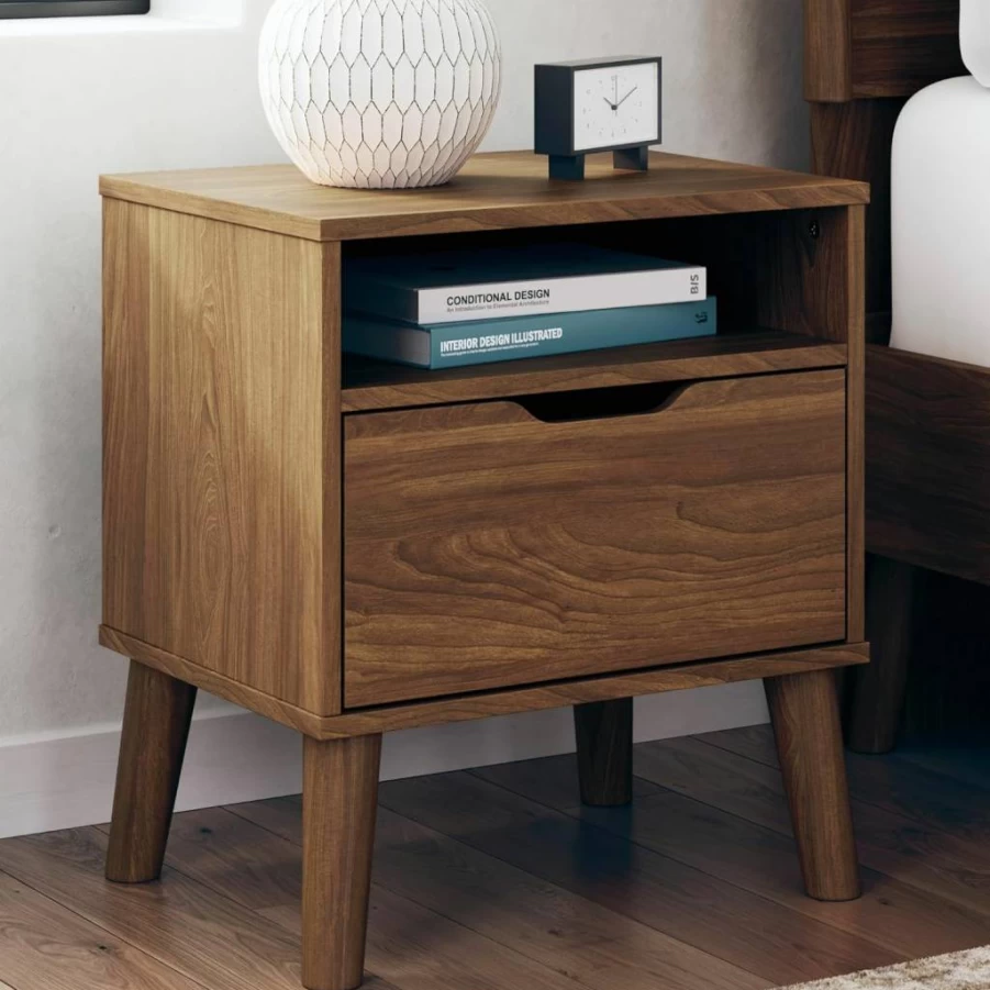 Signature Design by Ashley Aprilyn Whitewash Farmhouse Nightstand with Drawer and Open Cubby