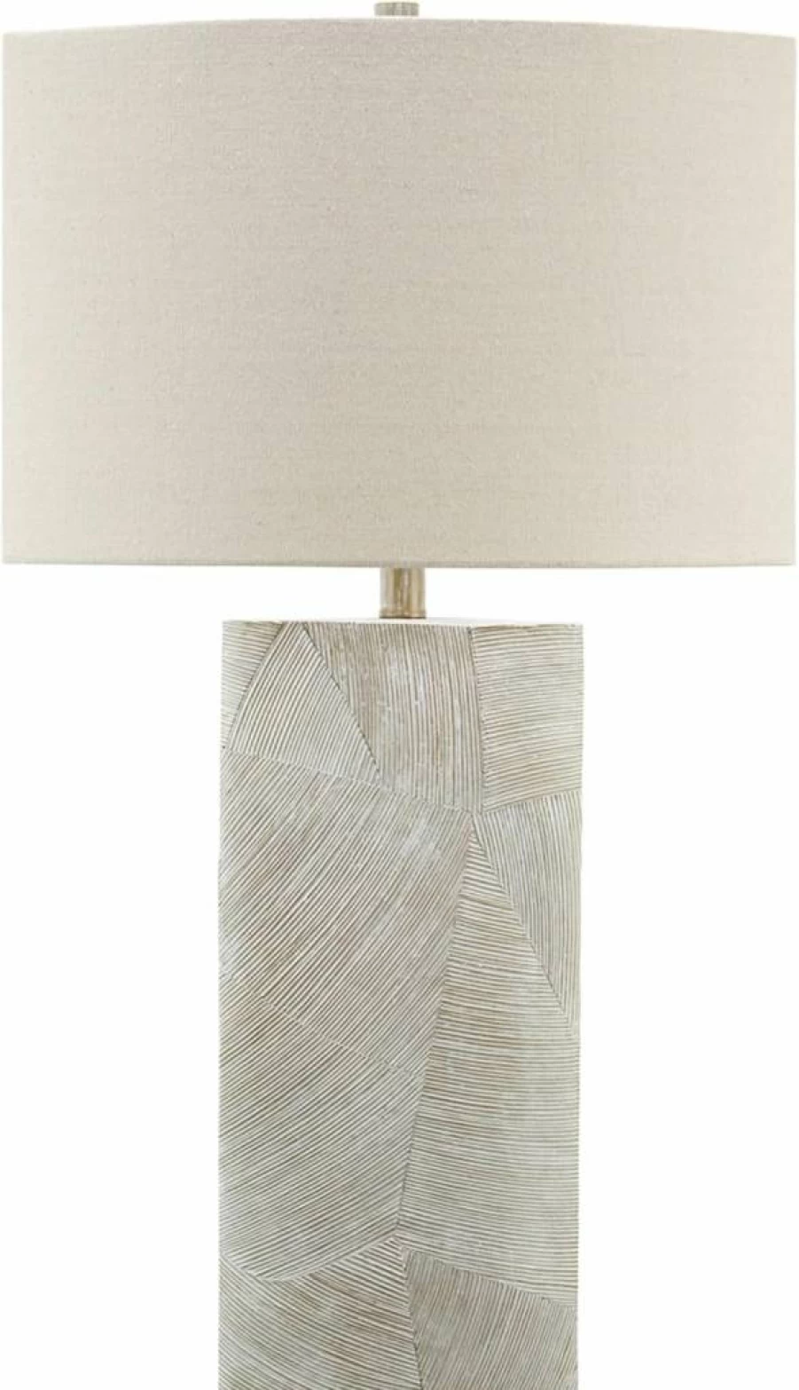 Signature Design by Ashley Bradard 30" Ivory Whitewash Ceramic Table Lamp - Contemporary Detailed Lighting for Home Decor