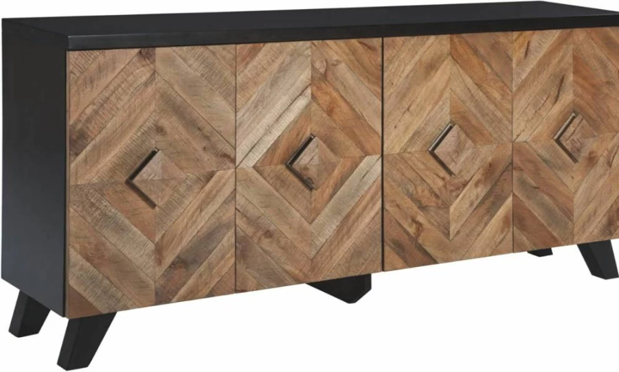 Signature Design by Ashley Chasinfield 70" TV Stand with 4 Doors & 3 Adjustable Shelves, Dark Brown Urban Geometric Media Console