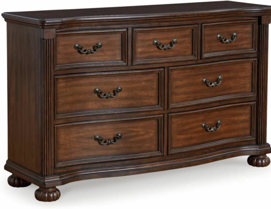 Signature Design by Ashley Lavinton 7-Drawer Dresser with Safety Stop, Felt-Lined Top Drawer, Dark Brown for Bedroom