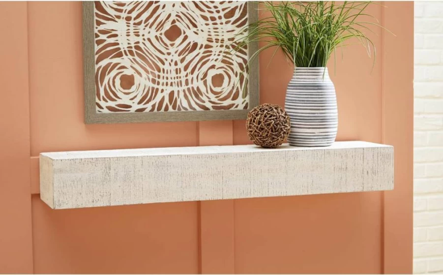 Signature Design by Ashley Cadmon White Antique Wood Wall Shelf - Decorative Display Shelf for Home Decor