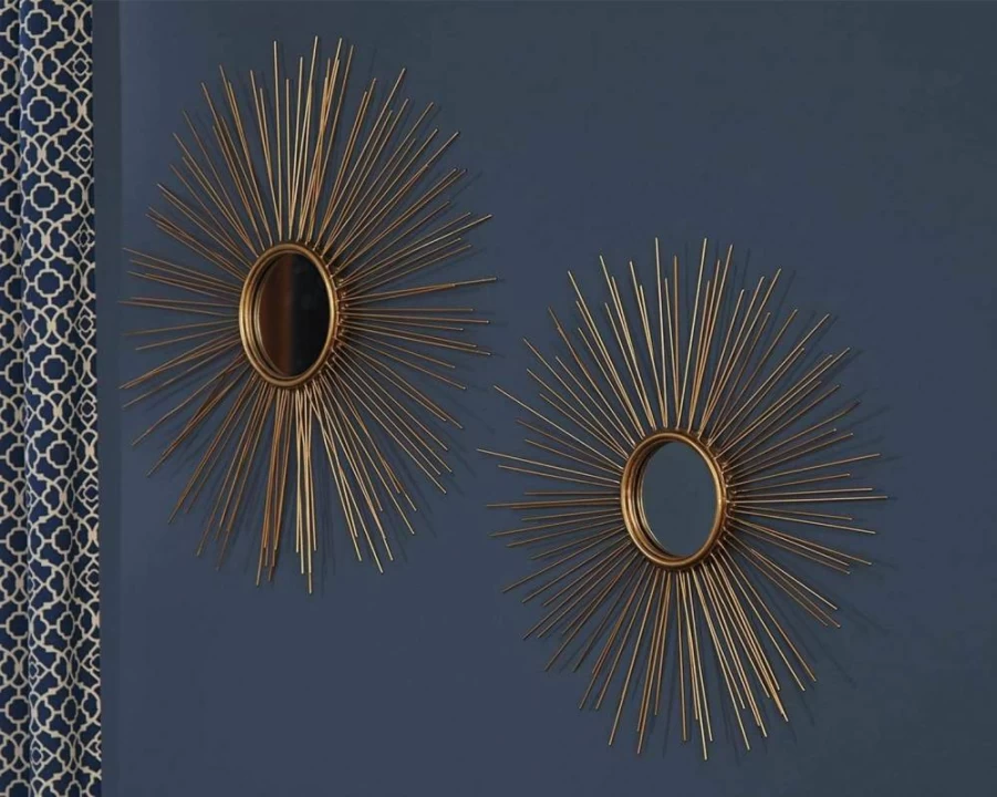 Signature Design by Ashley Doniel Gold Antiqued Metal Eclectic Accent Mirror - Framed Wall Decor