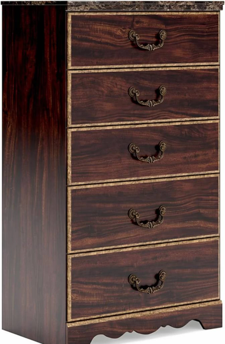 Signature Design by Ashley Glosmount 6-Drawer Dresser with Safety Stop, Dark Brown & Yellow Traditional Bedroom Chest