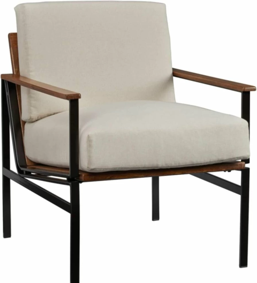 Signature Design by Ashley Tilden Mid-Century Modern Accent Chair in Ivory & Black - Stylish Contemporary Living Room Seating