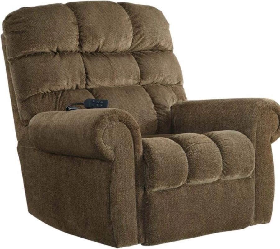 Signature Design by Ashley Ernestine Power Lift Recliner Chair for Seniors - Adjustable Gray Lift Recliner with Easy Mobility