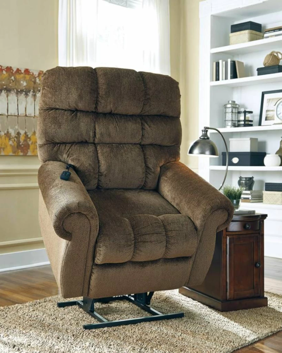 Signature Design by Ashley Ernestine Power Lift Recliner Chair for Seniors - Adjustable Gray Lift Recliner with Easy Mobility