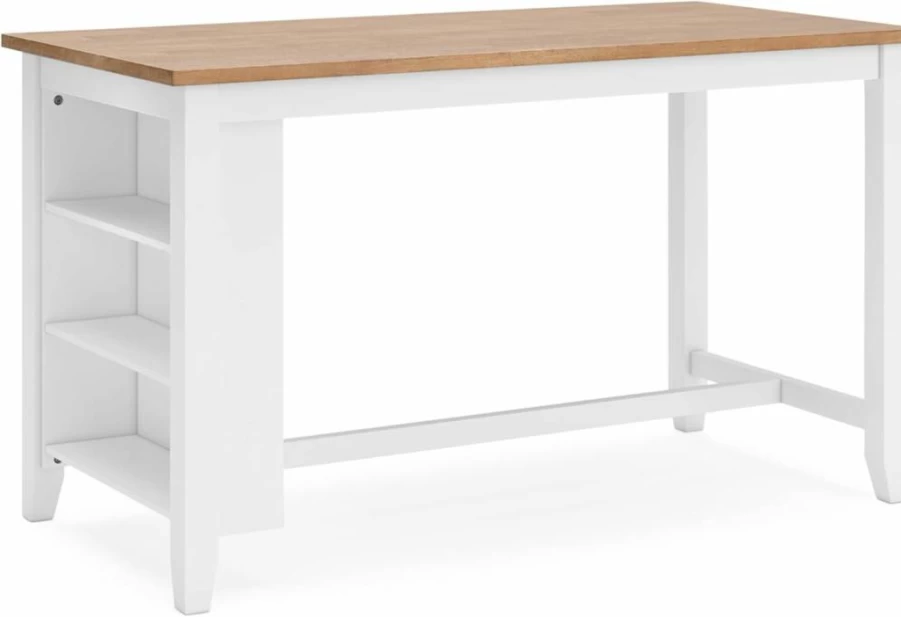 Signature Design by Ashley Skempton 36" Whitewash Farmhouse Dining Table with Storage and Wine Rack, Counter Height