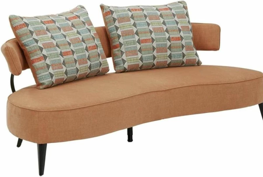Signature Design by Ashley Hollyann Mid-Century Modern Sofa - Blue Upholstery with 2 Included Back Pillows | Contemporary Living Room Furniture