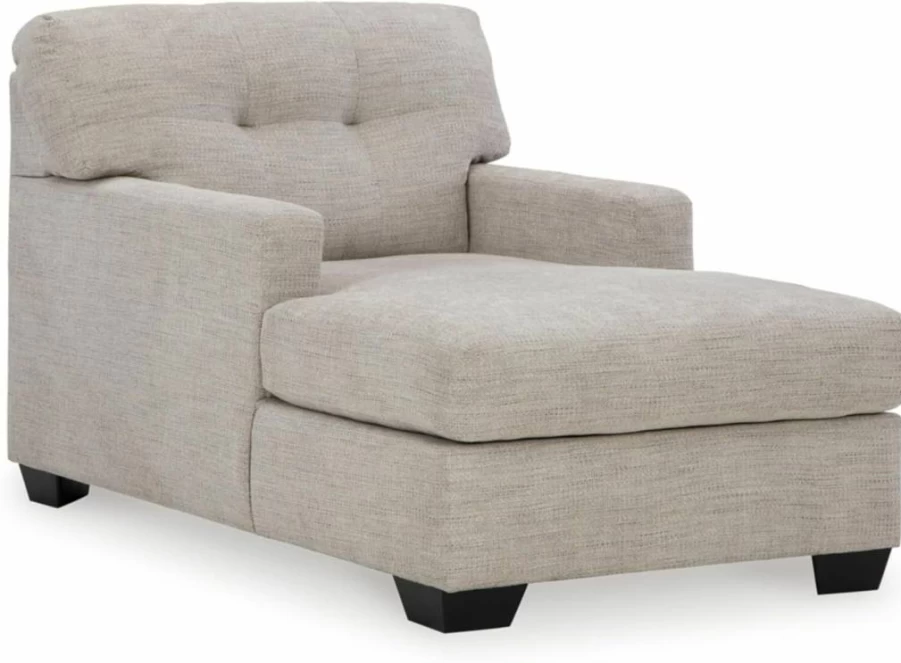 Signature Design by Ashley Mahoney Modern Tufted Upholstered Chaise Lounge in Beige, Contemporary Living Room Accent Chair