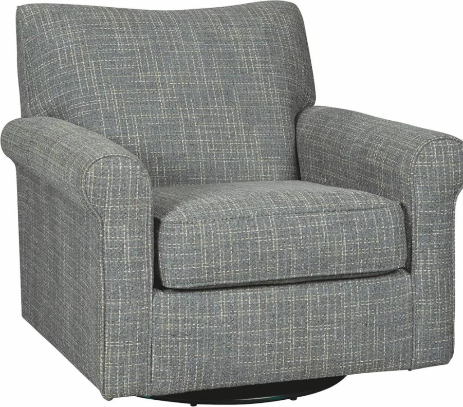 Signature Design by Ashley Renley 360-Degree Swivel Glider Chair for Nursery, Comfortable Gray Accent Chair with Smooth Rotation