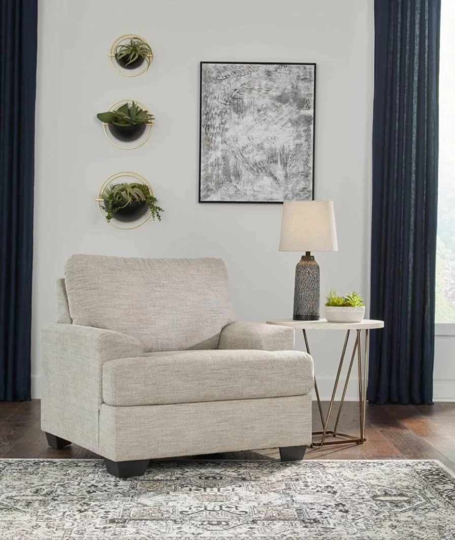 Signature Design by Ashley Vayda Light Gray Casual Upholstered Chair - Modern Comfortable Living Room Seating