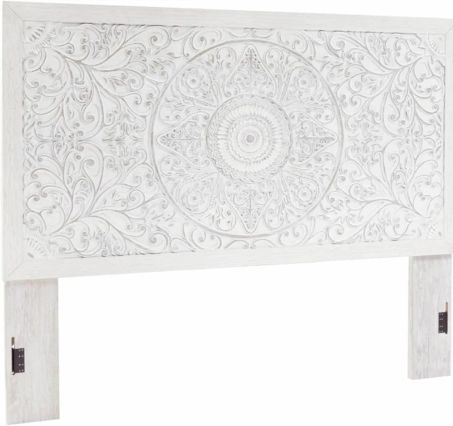 Signature Design by Ashley Paxberry Twin Headboard - Distressed White Finish, Boho Chic Style, Solid Wood Frame