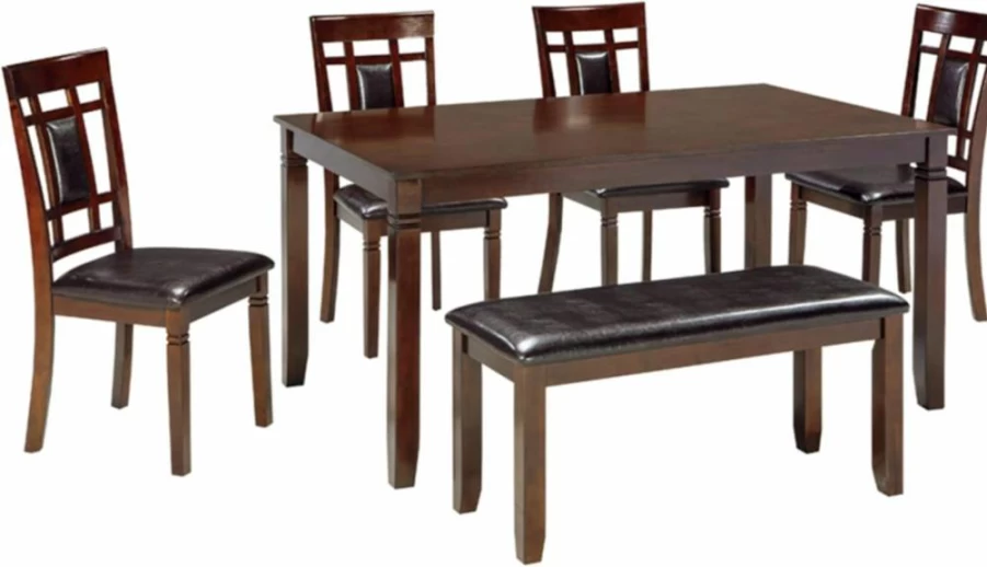 Signature Design by Ashley Bennox Dining Table Set with 4 Chairs & Bench, Brown Wood Kitchen Room Furniture