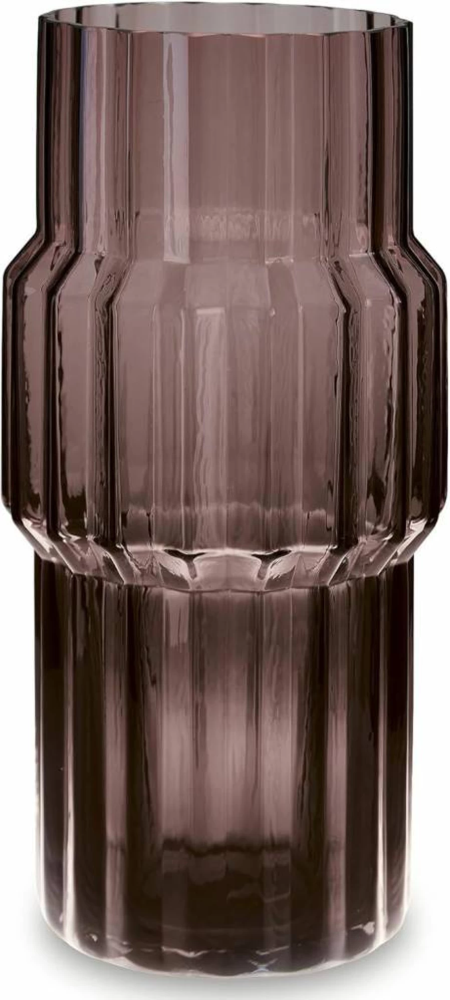 Signature Design by Ashley Dorlow Modern Glass Countertop Vase - 9.25 Inch Purple Fluted Decorative Vase for Indoor & Outdoor Use