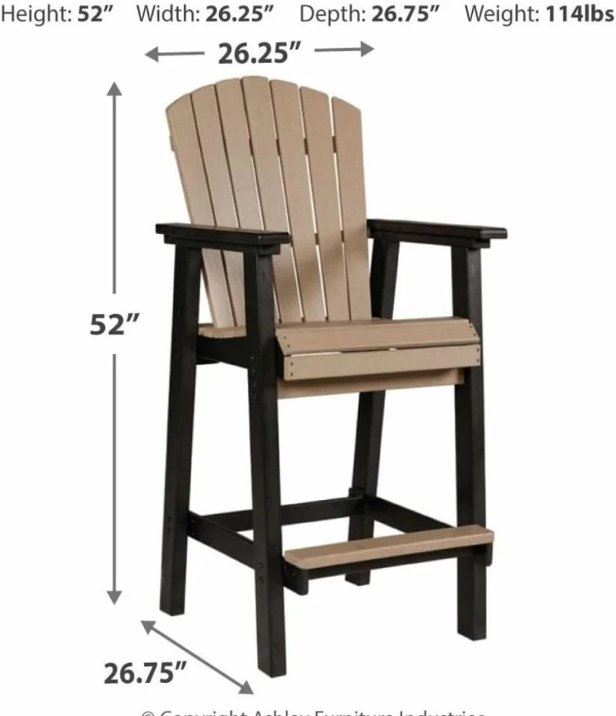 Signature Design by Ashley Fairen Trail 30-Inch Outdoor Bar Stool Set of 2 - HDPE Durable Weather-Resistant Barstools in Black & Brown for Patio, Garden, or Poolside
