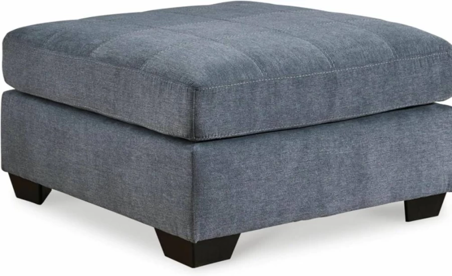 Signature Design by Ashley Marleton Oversized Square Accent Ottoman in Light Gray - Upholstered Footstool & Storage Bench
