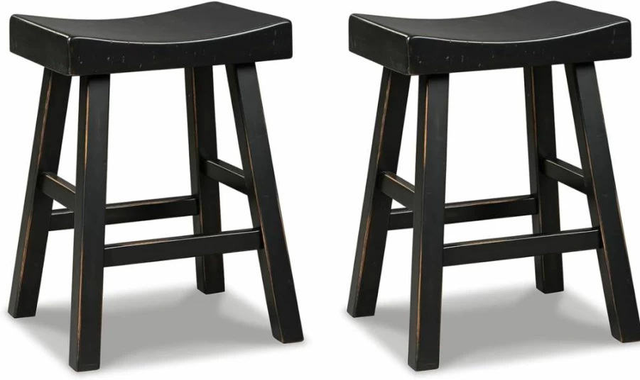 Signature Design by Ashley Glosco Farmhouse 25.5" Counter Height Barstool Set of 2 - Two-Tone Brown Saddle Stools for Kitchen & Dining