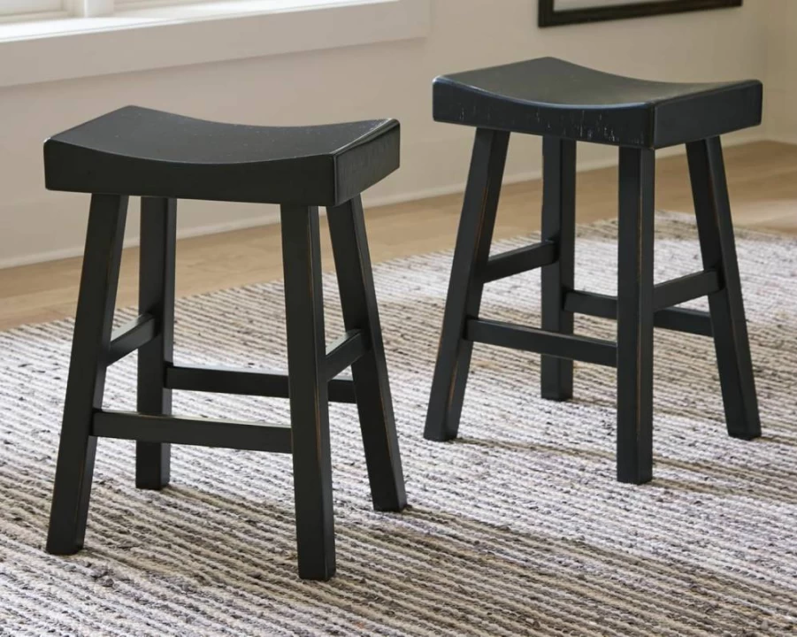 Signature Design by Ashley Glosco Farmhouse 25.5" Counter Height Barstool Set of 2 - Two-Tone Brown Saddle Stools for Kitchen & Dining