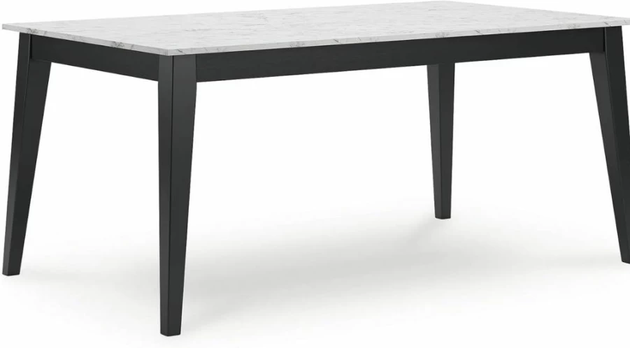Signature Design by Ashley Jettaya Modern Dining Table - White & Black Faux Marble Top with 4 Legs