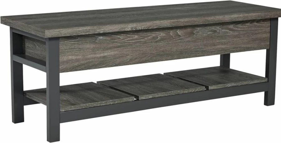Signature Design by Ashley Rhyson Rustic Brown Farmhouse Storage Bench with Lift Top