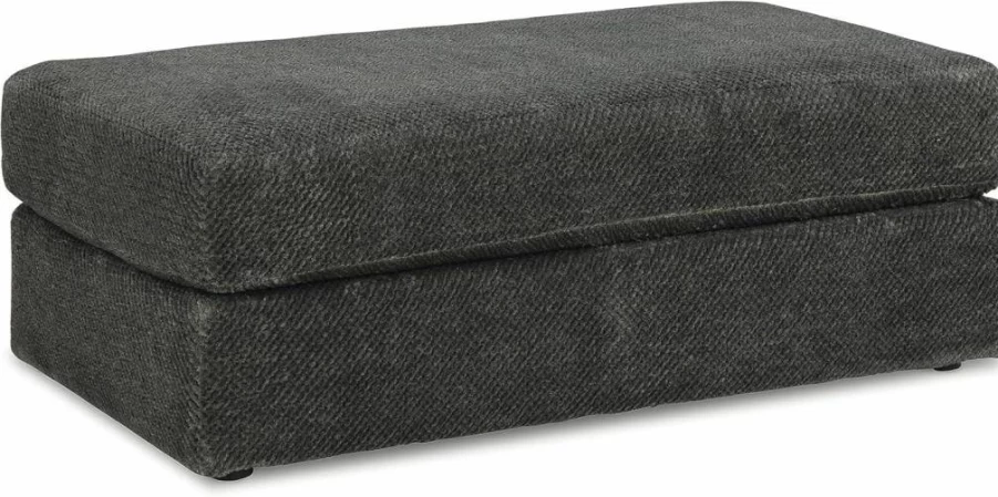 Signature Design by Ashley Karinne Modern Oversized Accent Ottoman in Dark Gray - Contemporary Footrest Pouf