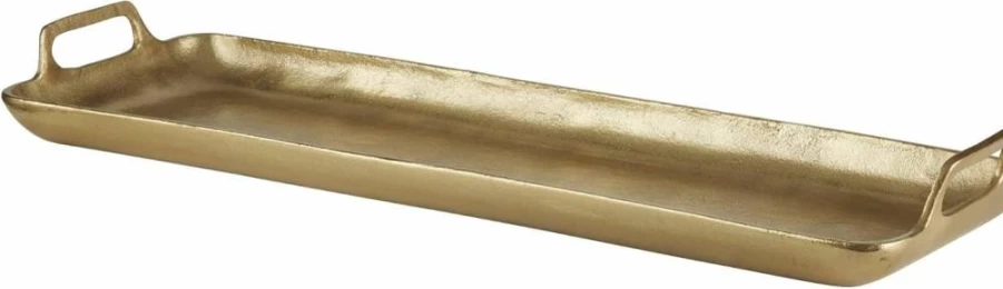 Signature Design by Ashley Posy Gold Metal Decorative Serving Tray - Elegant Finish