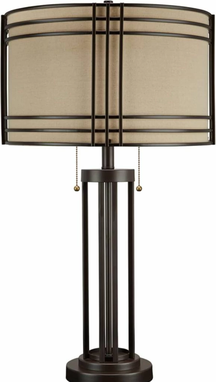 Signature Design by Ashley Hanswell 30-Inch Dark Brown Industrial Metal Table Lamp with Rustic Finish and Pull Chain