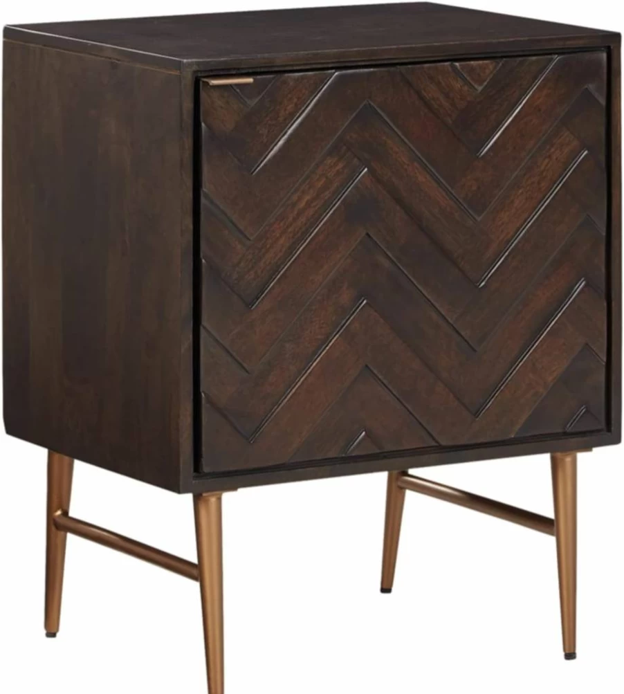 Signature Design by Ashley Dorvale Modern Nightstand or End Table - 26.88 Inch Dark Brown Accent Furniture