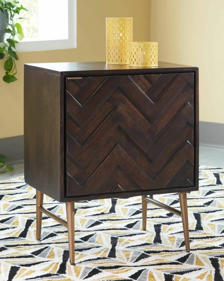 Signature Design by Ashley Dorvale Modern Nightstand or End Table - 26.88 Inch Dark Brown Accent Furniture