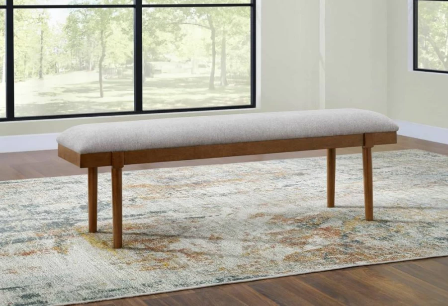 Signature Design by Ashley Lyncott 59" Upholstered Dining Bench with Solid Wood Frame in Gray/Brown
