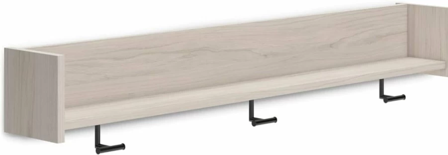 Signature Design by Ashley Oliah Wall-Mounted Coat Rack with Shelf - Natural Beige Entryway Organizer, Hooks & Storage